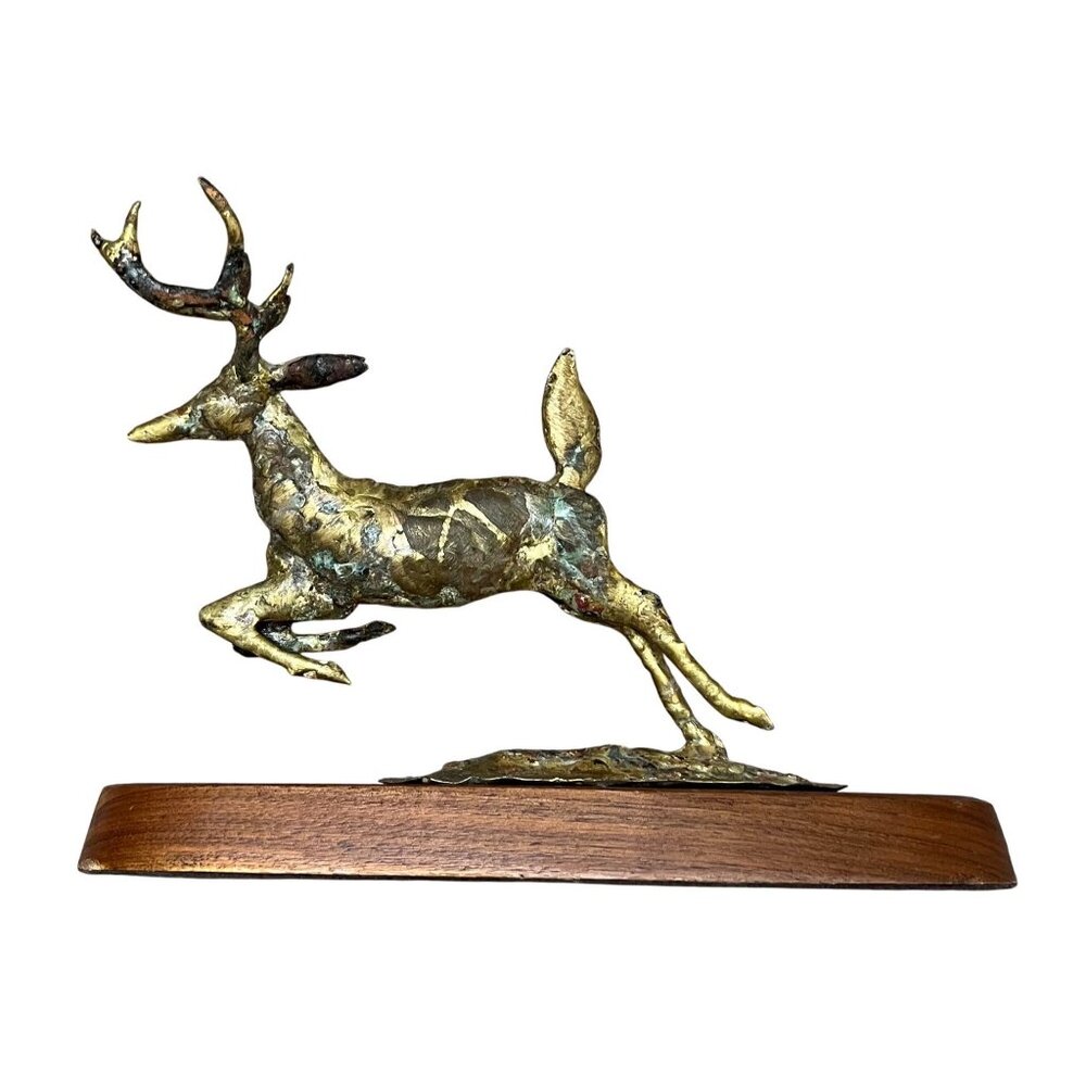 ‘77 VTG Brutalist Bill Lett Original Welded Sculpture Copper Bronze Reindeer MCM